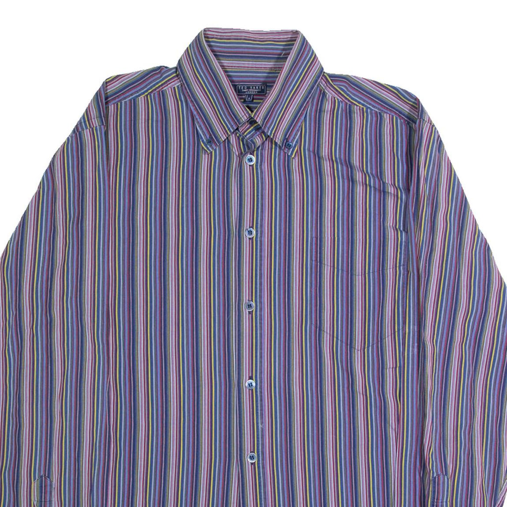 TED BAKER Mens Shirt Blue Striped Long Sleeve XL