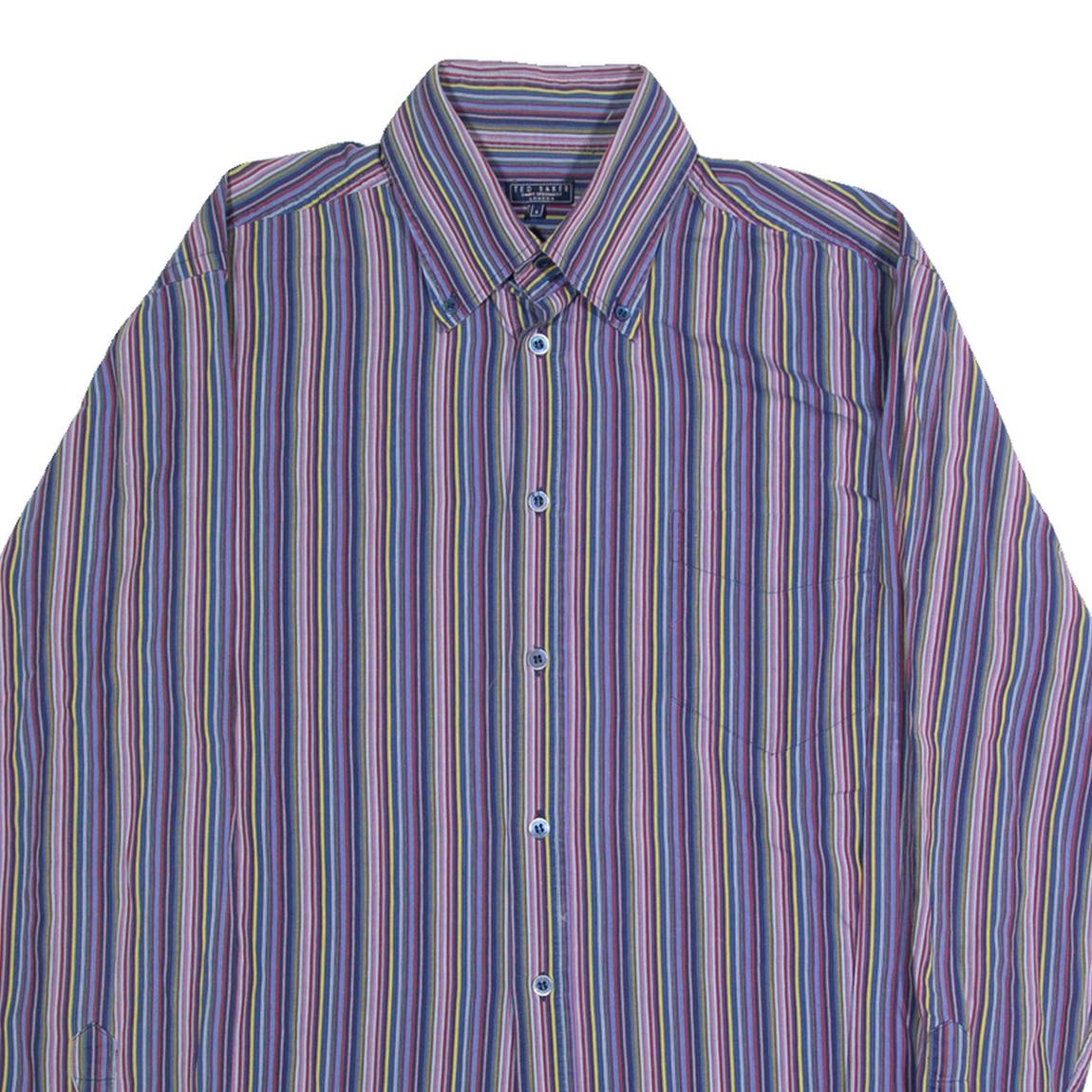TED BAKER Mens Shirt Blue Striped Long Sleeve XL