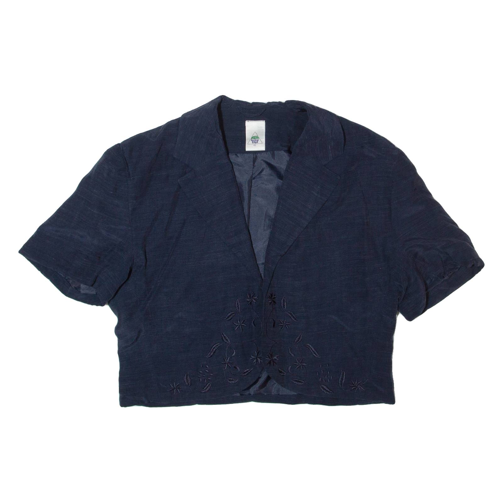 NEW FAST Cropped Womens Blazer Jacket Blue 90s M