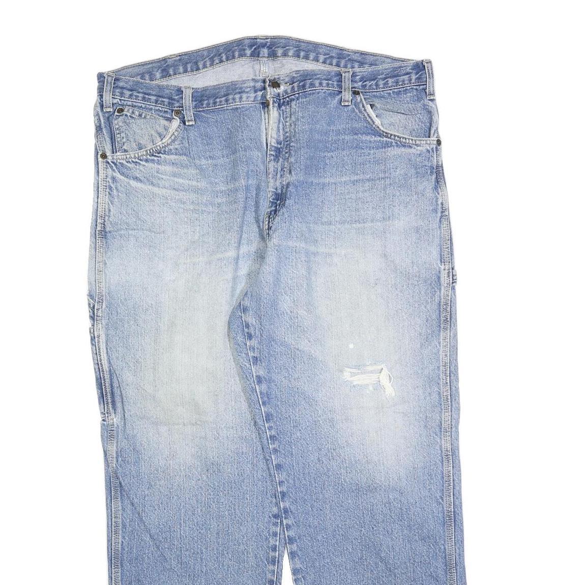 DICKIES Mens Relaxed Blue Jeans Denim Light W40 L30 Zip Pocket Casual