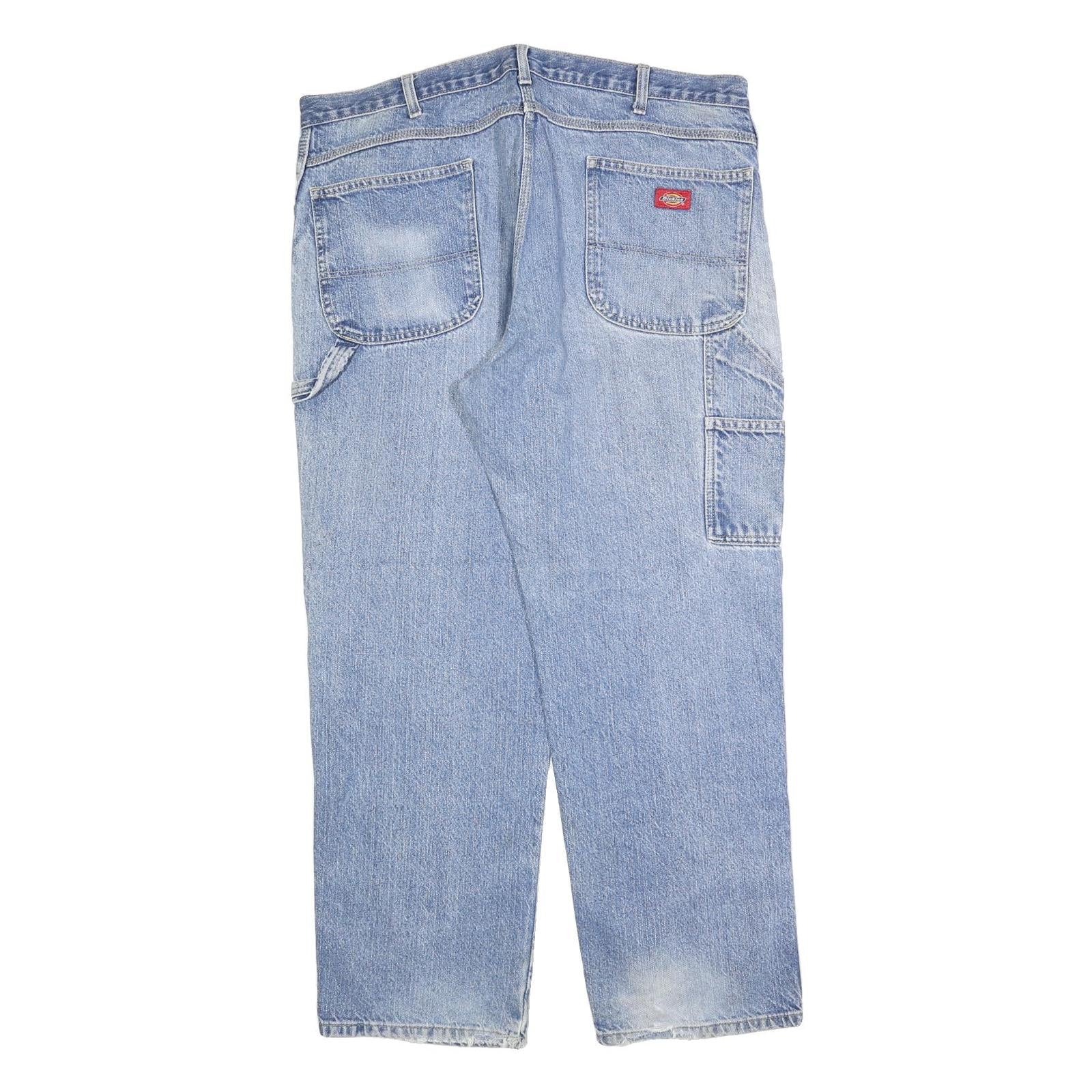 DICKIES Mens Relaxed Blue Jeans Denim Light W40 L30 Zip Pocket Casual