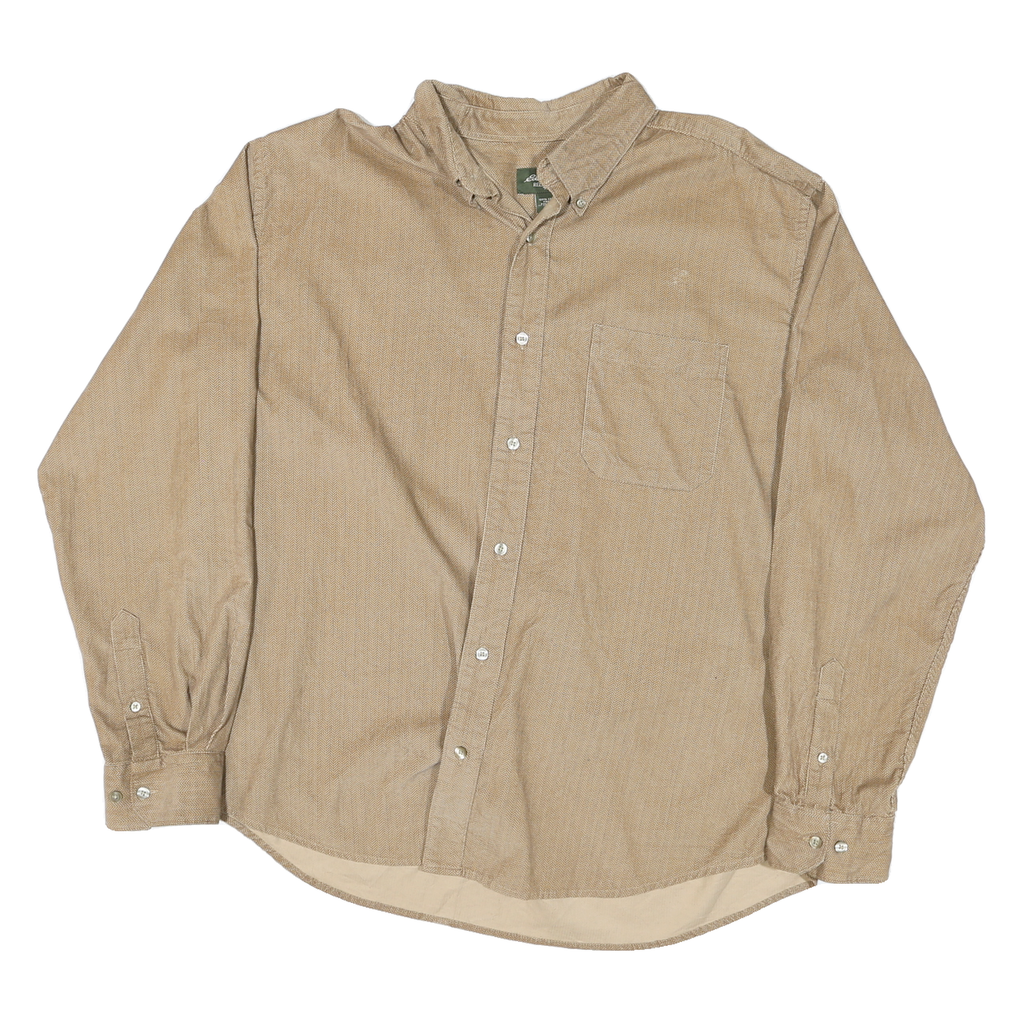EDDIE BAUER Mens Beige Cotton Blend Shirt XL Casual Button Down Pocket