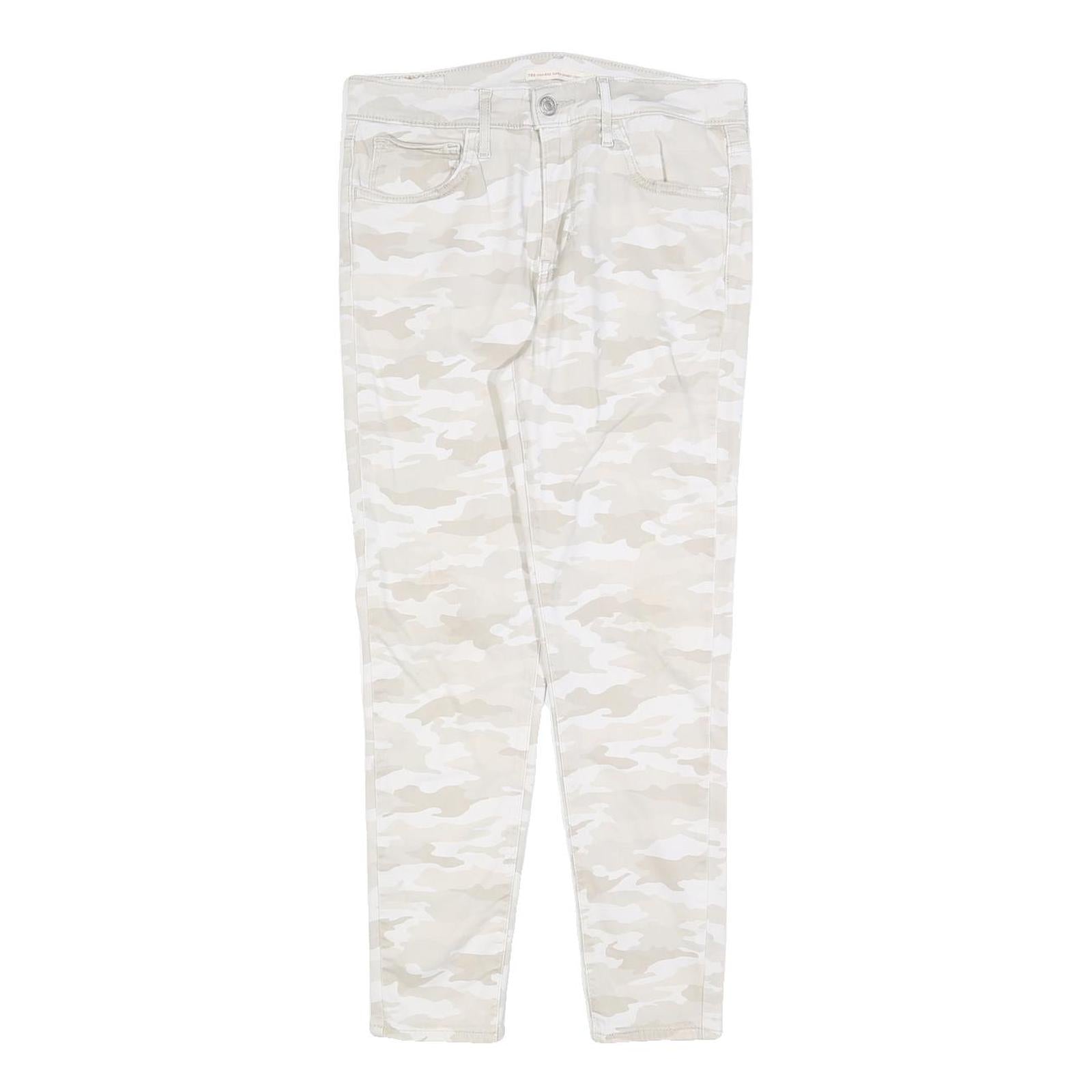 LEVI'S Womens Slim Fit Cotton Blend Beige Camouflage Trousers W27 L27 Stylish