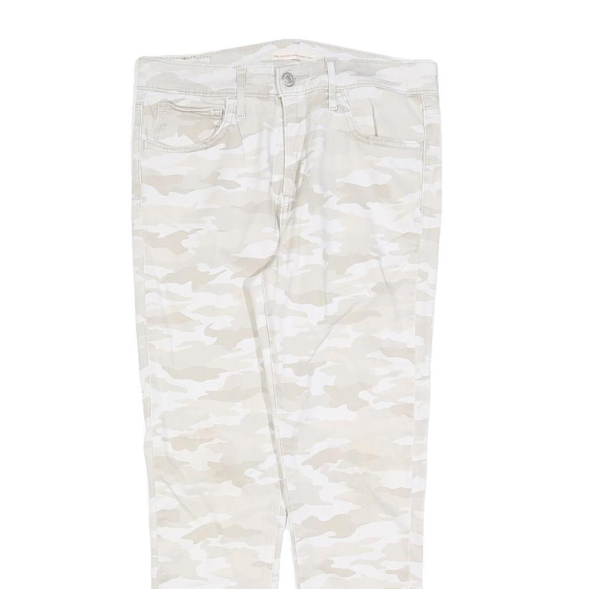 LEVI'S Womens Slim Fit Cotton Blend Beige Camouflage Trousers W27 L27 Stylish