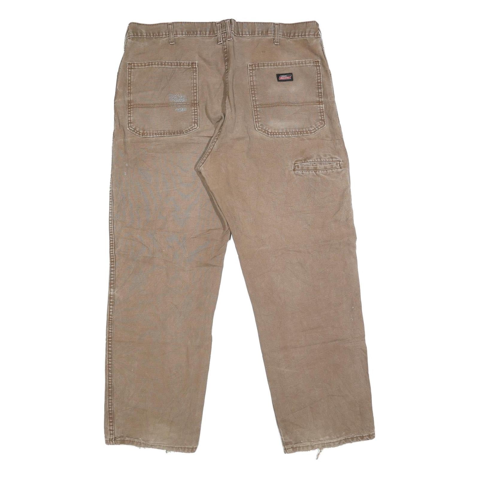 DICKIES Mens Regular Fit Beige Denim Jeans W40 L30 Workwear Utility Style
