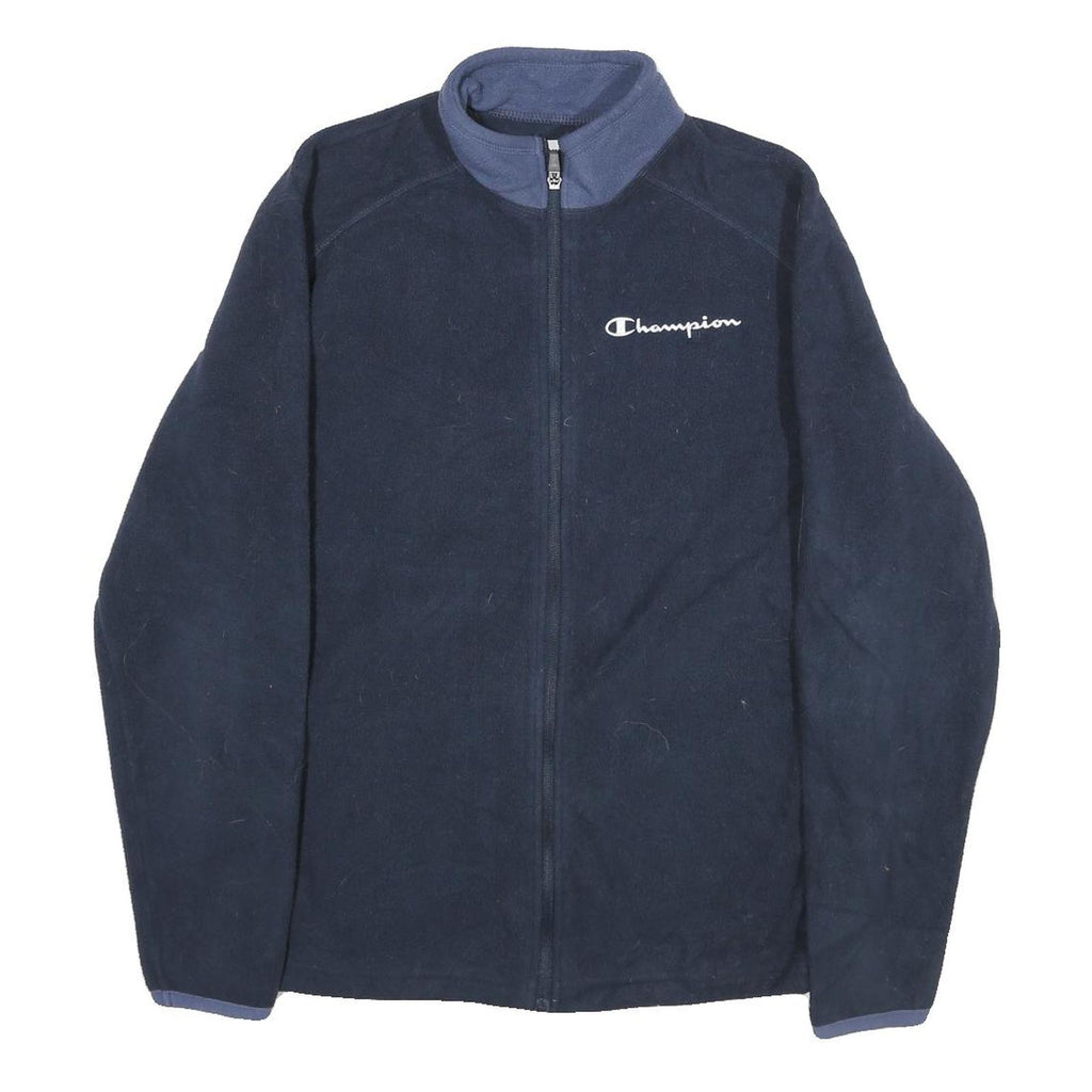 CHAMPION Mens Navy Blue Casual Jacket S Polyester Full Zip Fleece Casual Wear