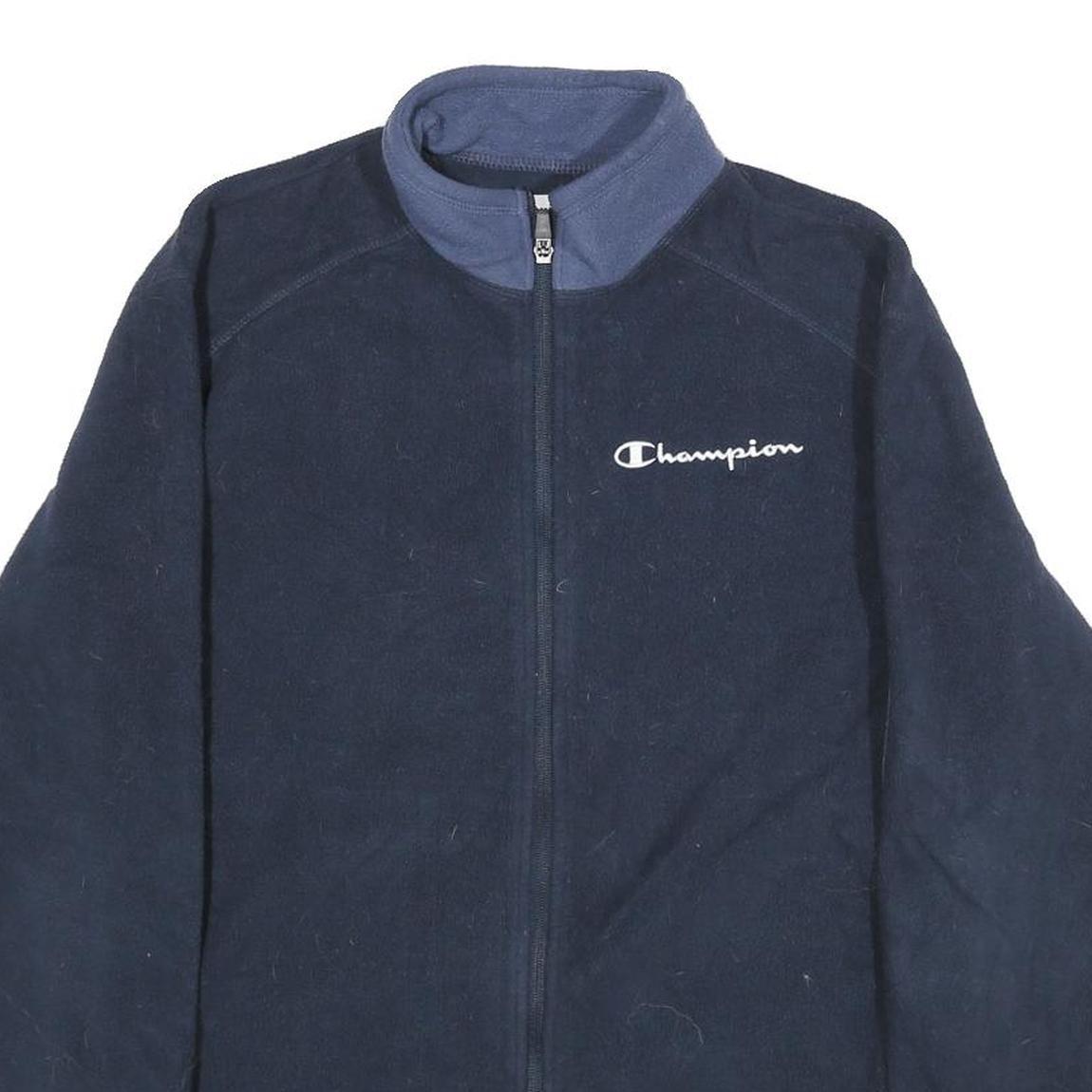 CHAMPION Mens Navy Blue Casual Jacket S Polyester Full Zip Fleece Casual Wear