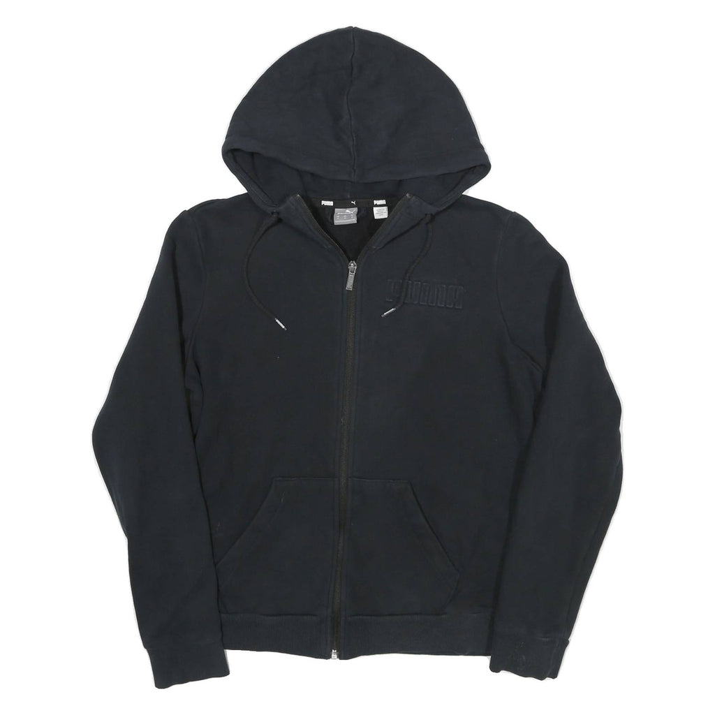 PUMA Womens Black Hoodie M Cotton Blend Full Zip Casual Sweatshirt