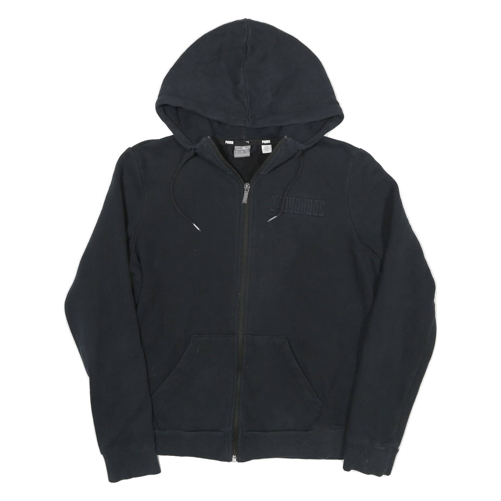 PUMA Womens Black Hoodie M Cotton Blend Full Zip Casual Sweatshirt