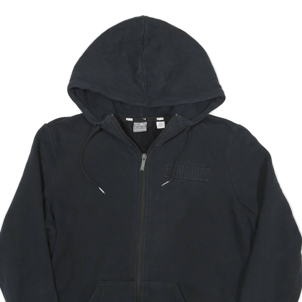 PUMA Womens Black Hoodie M Cotton Blend Full Zip Casual Sweatshirt