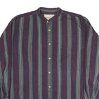 GREATLAND Mens Blue & Maroon Stripe Shirt M Casual Button Collar Cotton