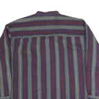 GREATLAND Mens Blue & Maroon Stripe Shirt M Casual Button Collar Cotton