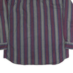 GREATLAND Mens Blue & Maroon Stripe Shirt M Casual Button Collar Cotton