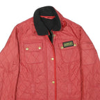 BARBOUR INTERNATIONAL Womens Red Quilted Jacket UK 12 Polyester Blend Zip