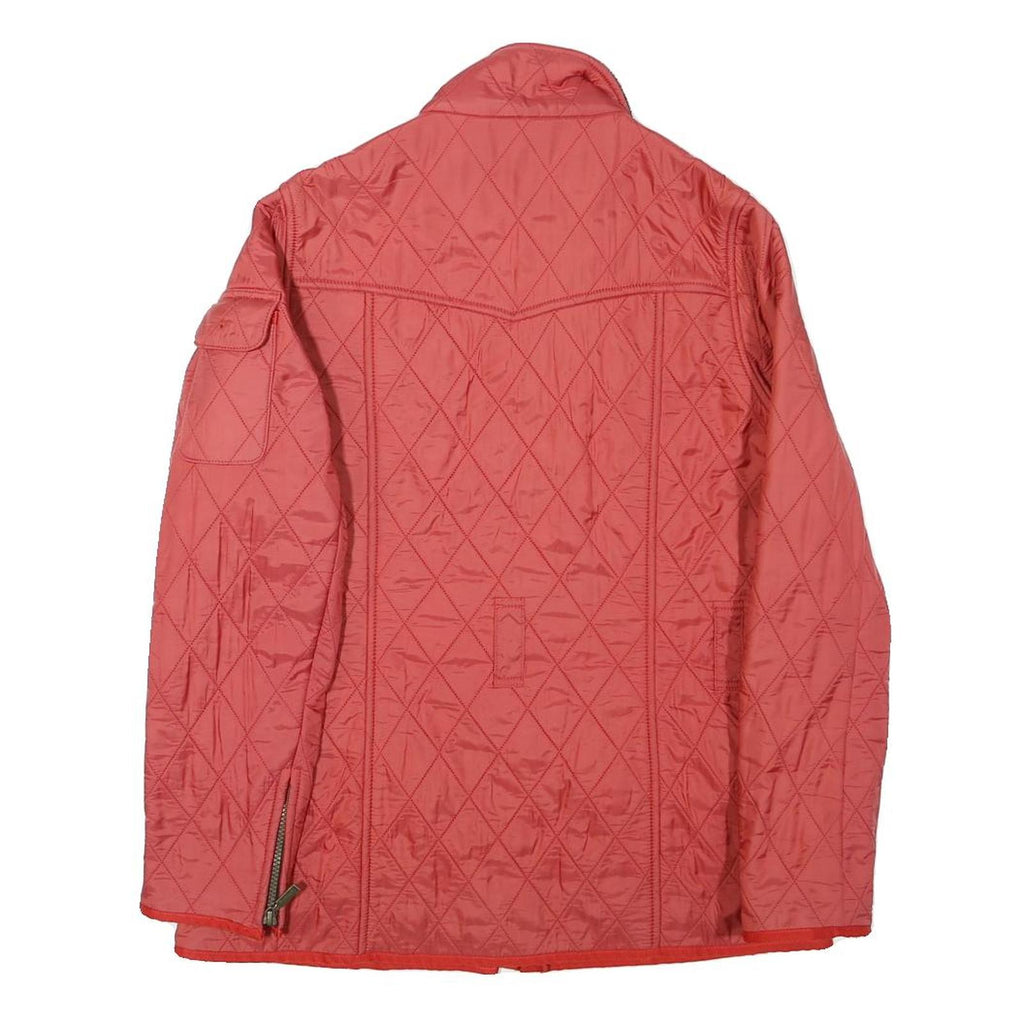BARBOUR INTERNATIONAL Womens Red Quilted Jacket UK 12 Polyester Blend Zip