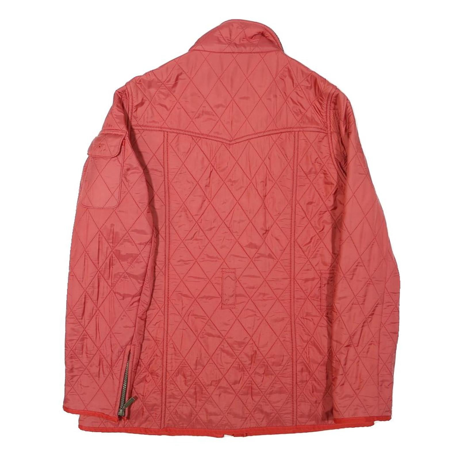 BARBOUR INTERNATIONAL Womens Red Quilted Jacket UK 12 Polyester Blend Zip