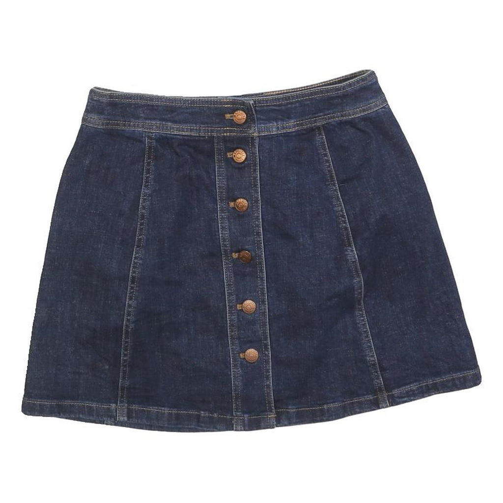 MADEWELL Womens Blue Denim Mini Cotton Blend Skirt XS Button Front Casual