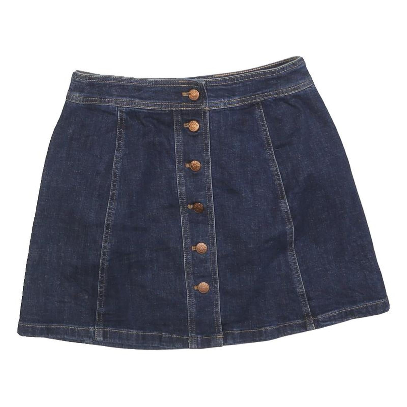 MADEWELL Womens Blue Denim Mini Cotton Blend Skirt XS Button Front Casual