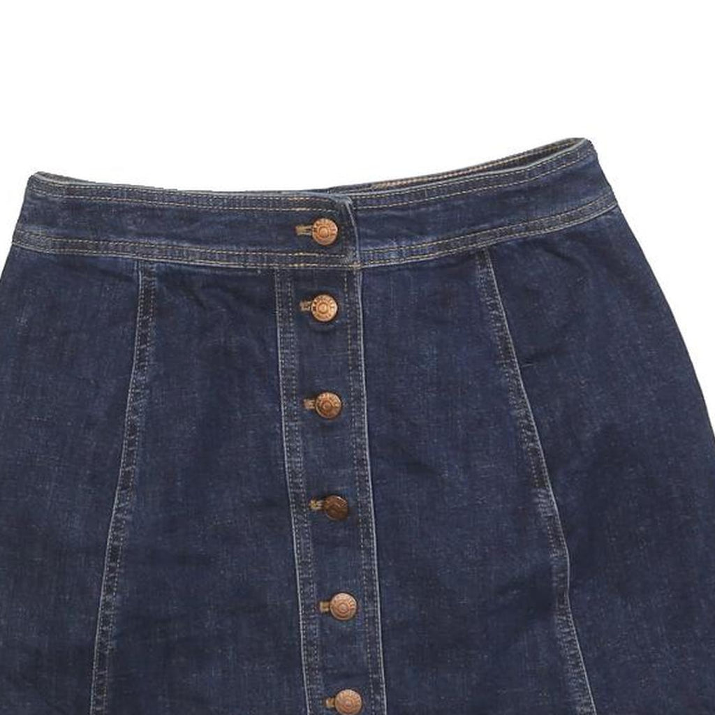 MADEWELL Womens Blue Denim Mini Cotton Blend Skirt XS Button Front Casual