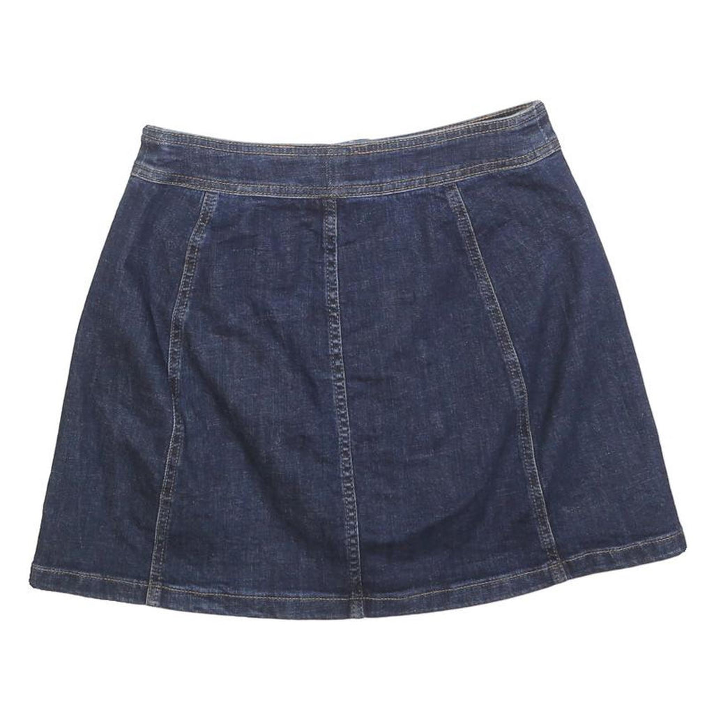 MADEWELL Womens Blue Denim Mini Cotton Blend Skirt XS Button Front Casual
