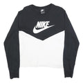 NIKE Womens Black & White Logo Graphic Long Sleeve Crew Neck T-Shirt XL