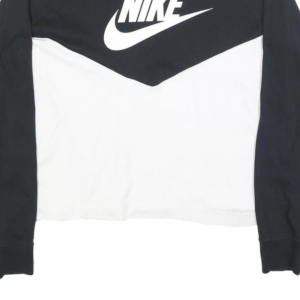 NIKE Womens Black & White Logo Graphic Long Sleeve Crew Neck T-Shirt XL
