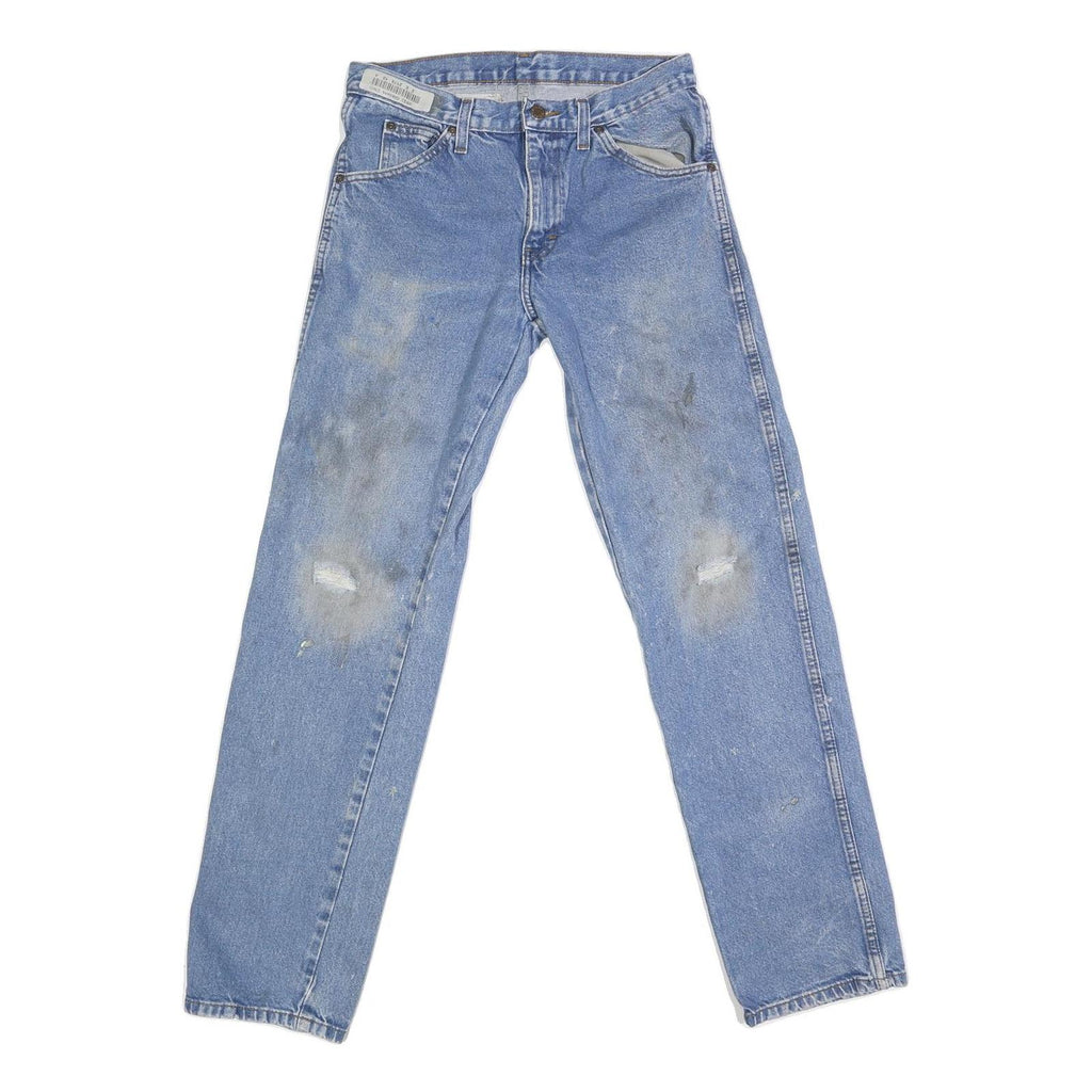 DICKIES Mens Regular Fit Blue Denim Jeans W30 L32 Cotton Blend Zip Casual