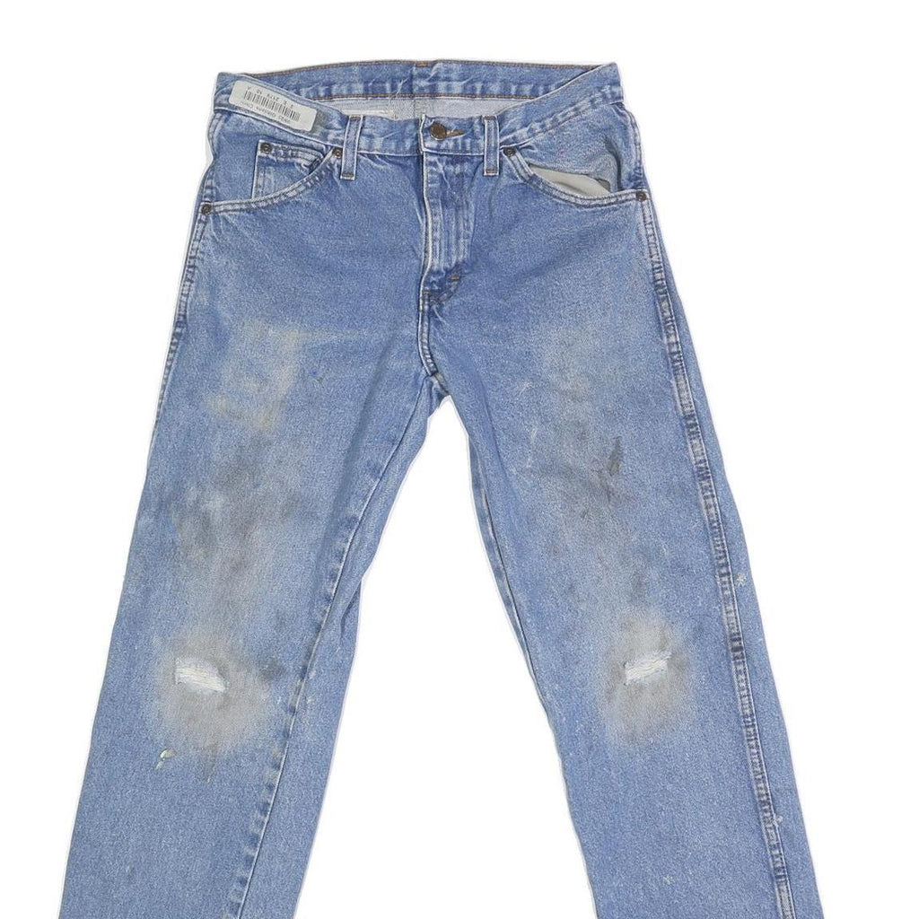 DICKIES Mens Regular Fit Blue Denim Jeans W30 L32 Cotton Blend Zip Casual