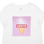 LEVI'S Womens White Graphic T-Shirt S Short Sleeve Crew Neck Cotton Blend