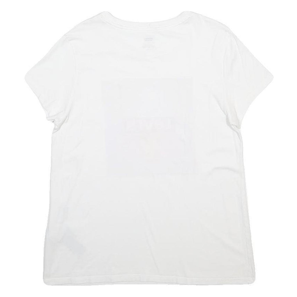 LEVI'S Womens White Graphic T-Shirt S Short Sleeve Crew Neck Cotton Blend