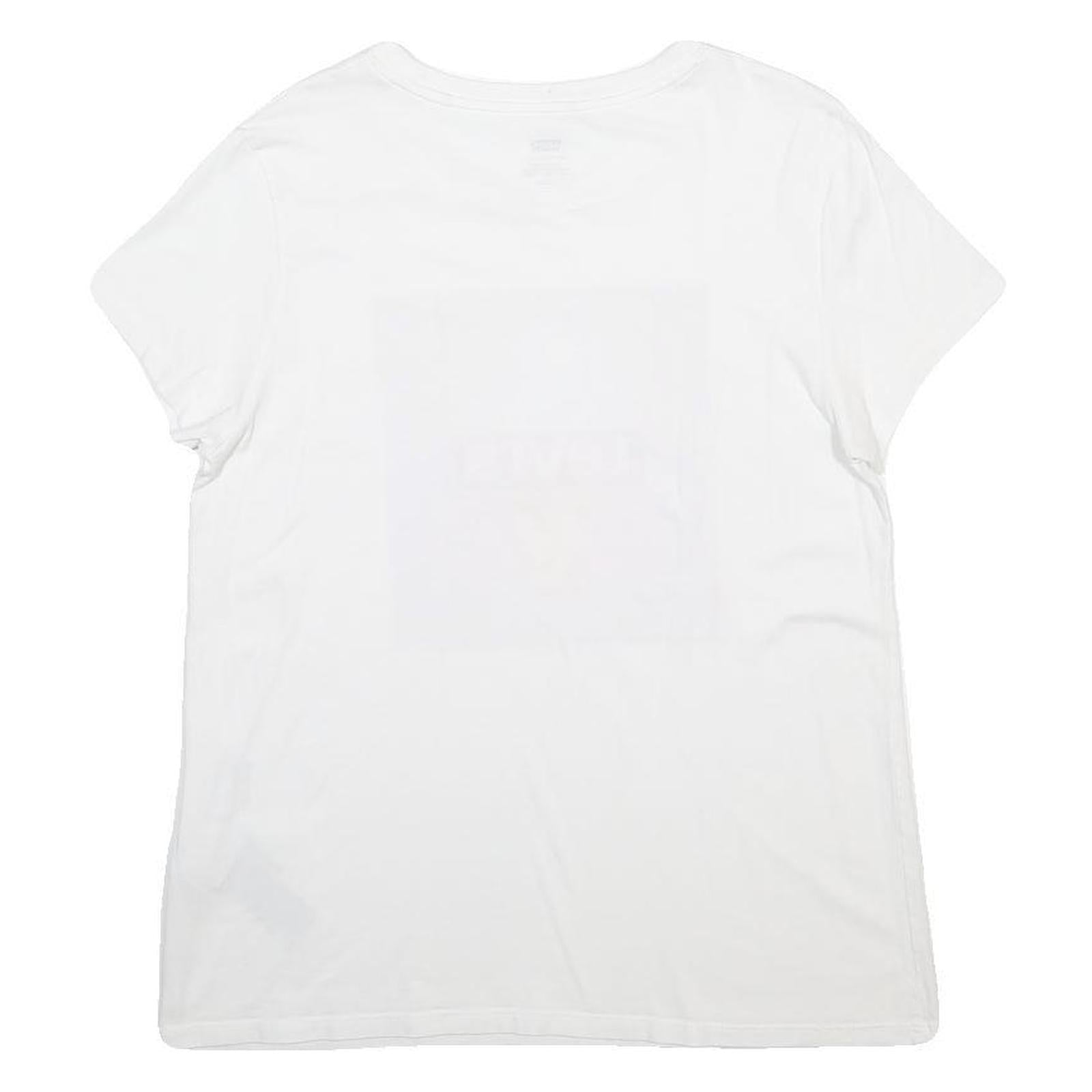 LEVI'S Womens White Graphic T-Shirt S Short Sleeve Crew Neck Cotton Blend