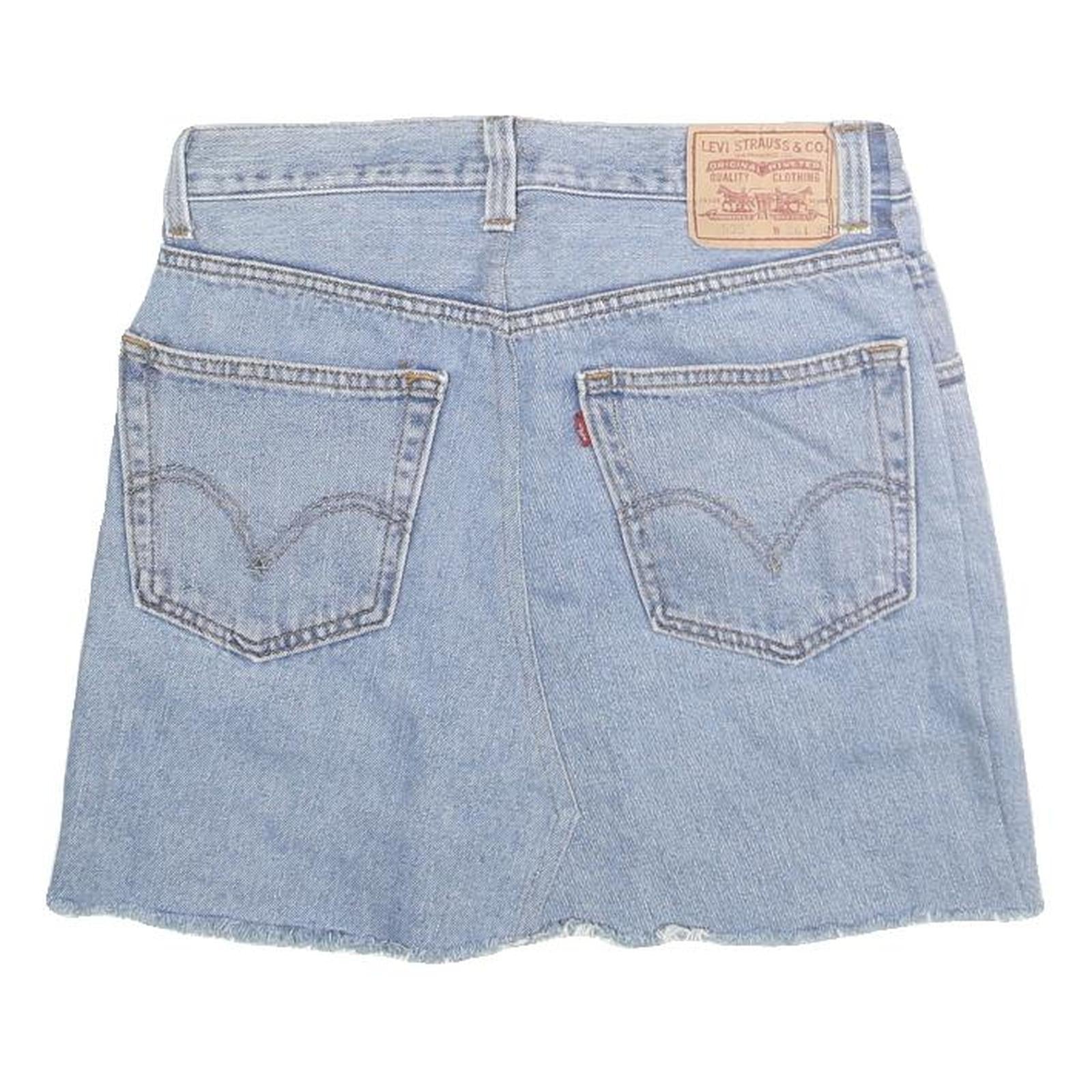 LEVI'S Womens Blue Denim Mini Cotton Blend Skirt M Casual Vintage Style