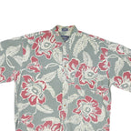MUSKOKA Mens Green & Red Floral Cotton Shirt L Casual Summer Patterned