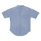 TOMMY HILFIGER Mens Blue Check Shirt L Button Down Short Sleeve