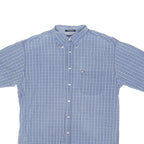 TOMMY HILFIGER Mens Blue Check Shirt L Button Down Short Sleeve