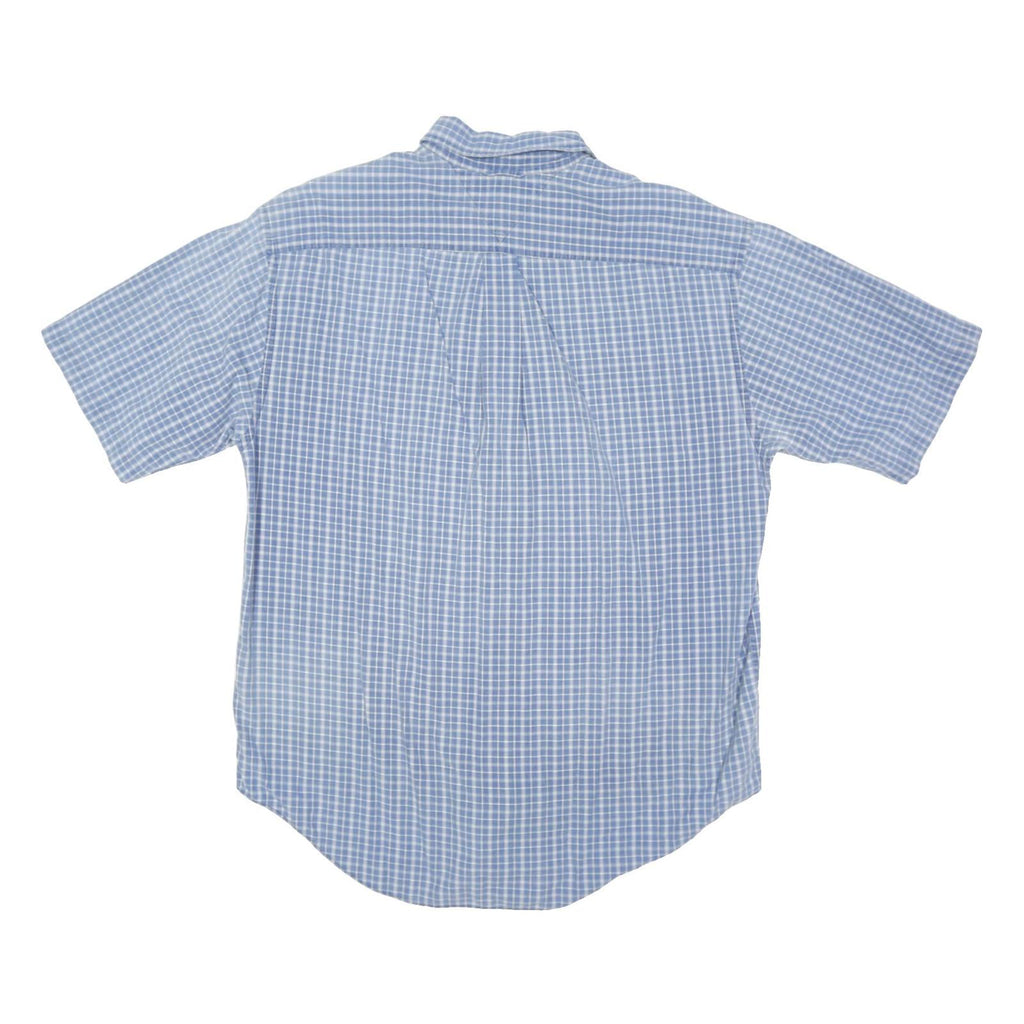 TOMMY HILFIGER Mens Blue Check Shirt L Button Down Short Sleeve