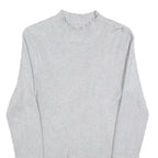 Womens Grey Plain Cotton Blend Casual Jumper Crew Neck Tight Knit M Lightweight