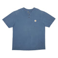 CARHARTT Mens Blue Henley T-Shirt L Short Sleeve Crew Neck Cotton Workwear
