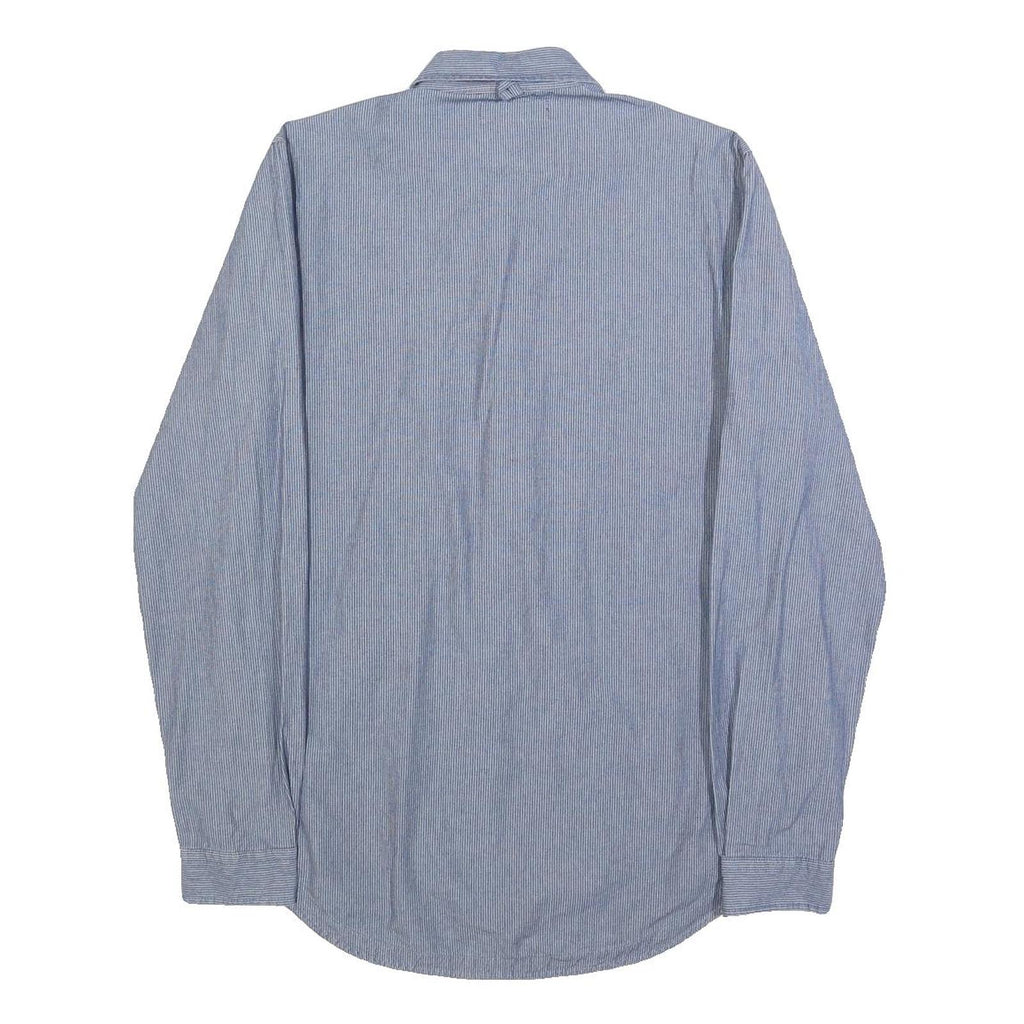 DIESEL Mens Blue & White Striped Cotton Shirt S Smart Casual Button Down