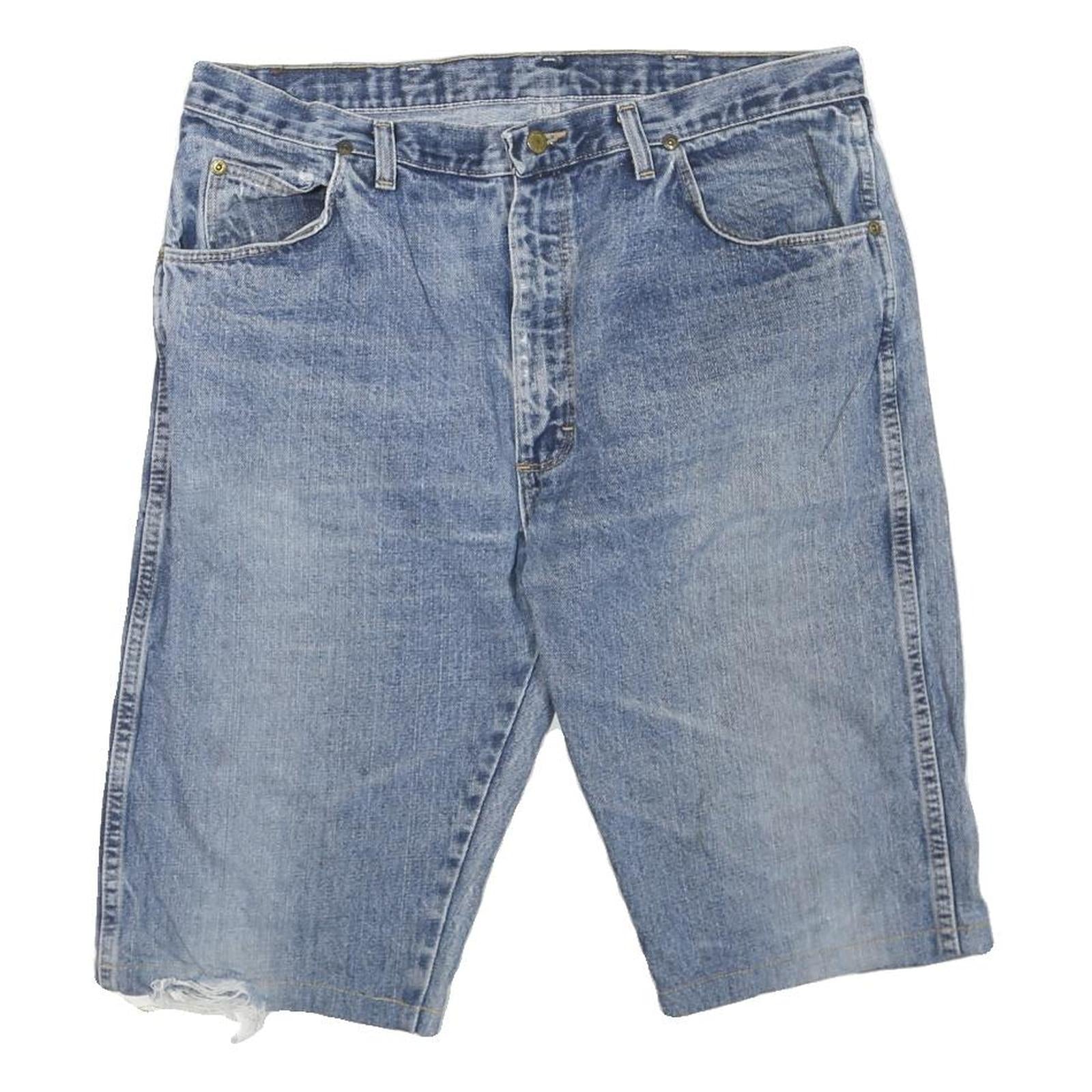 WRANGLER Mens Denim Blue Casual Shorts L W36 Classic Cotton Blend Comfortable