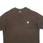 CARHARTT Mens Brown Pocket T-Shirt 2XL Short Sleeve Crew Neck Workwear Casual