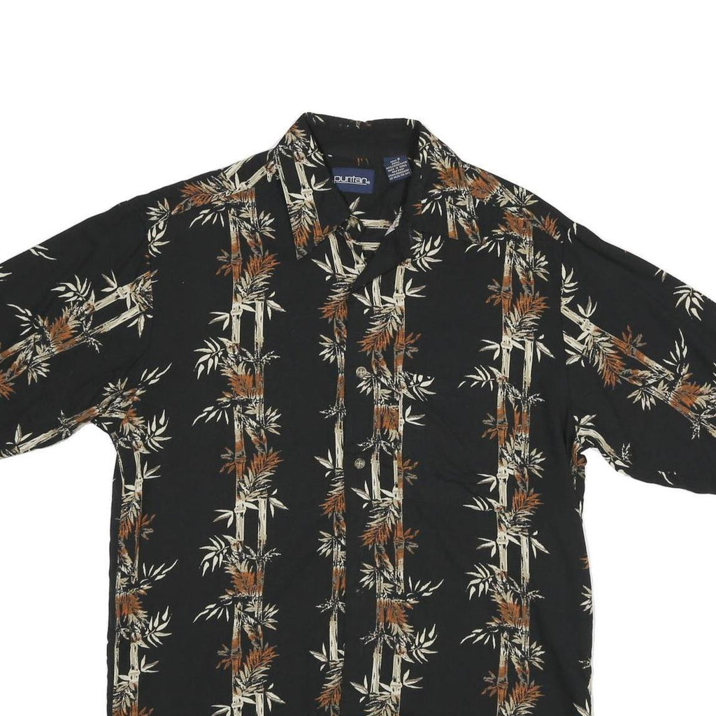 PURITAN Mens Black & Brown Viscose Casual Shirt S Short Sleeve Button