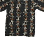 PURITAN Mens Black & Brown Viscose Casual Shirt S Short Sleeve Button