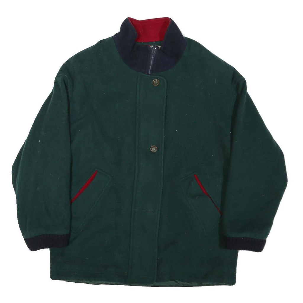 KRISTEN BLAKE Womens Green & Navy Contrast Collar Zip Jacket XS Cotton Blend