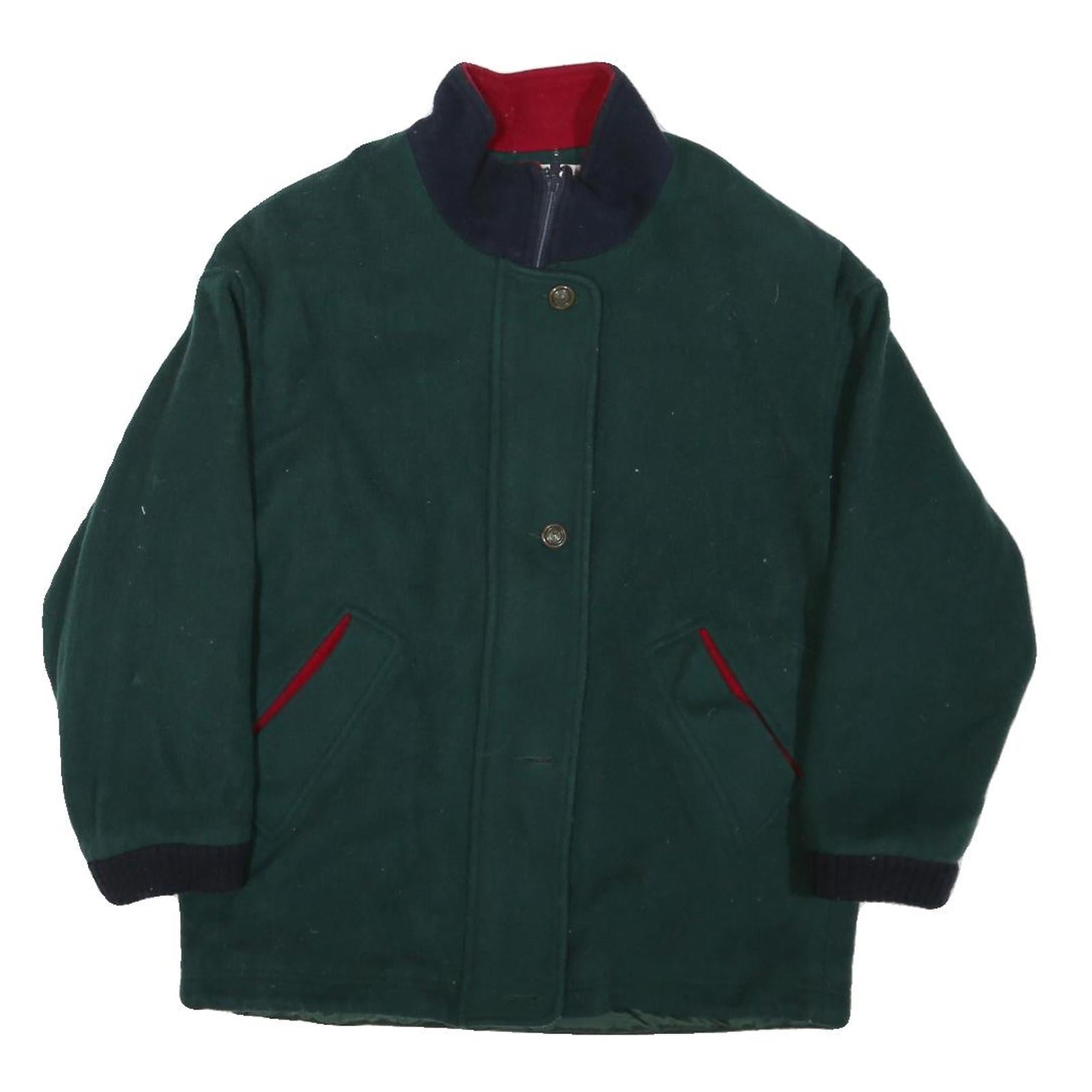 KRISTEN BLAKE Womens Green & Navy Contrast Collar Zip Jacket XS Cotton Blend