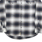 JACHS Mens Blue Black White Plaid Shirt L Cotton Blend Casual Button Front