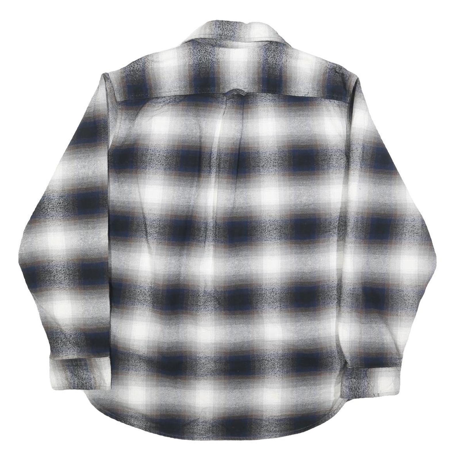 JACHS Mens Blue Black White Plaid Shirt L Cotton Blend Casual Button Front