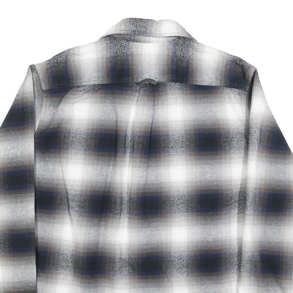 JACHS Mens Blue Black White Plaid Shirt L Cotton Blend Casual Button Front