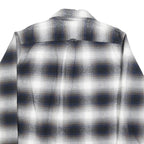 JACHS Mens Blue Black White Plaid Shirt L Cotton Blend Casual Button Front