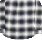 JACHS Mens Blue Black White Plaid Shirt L Cotton Blend Casual Button Front